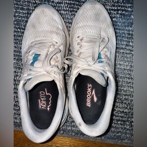 EXTREMELY WORN Brooks Women's White and Teal Running Shoes